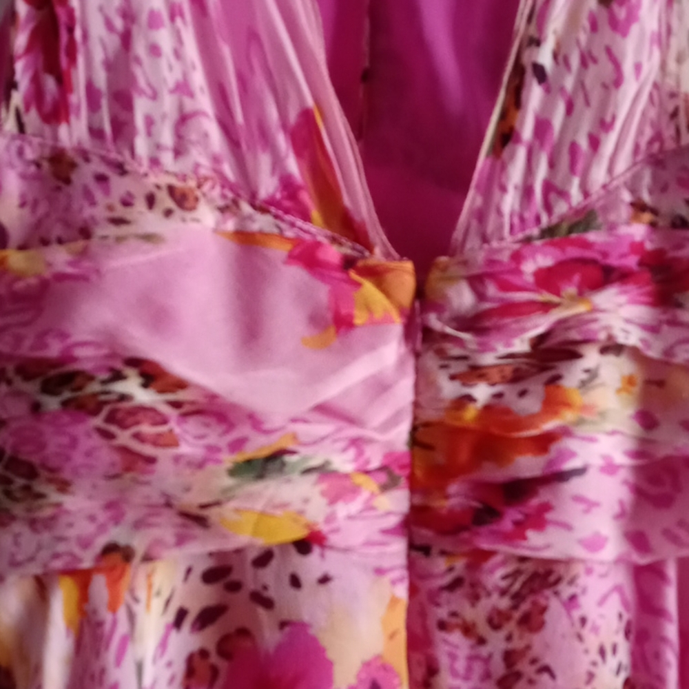 Silk cheetah and floral dress tailored dress(ice) - Picture 6 of 6